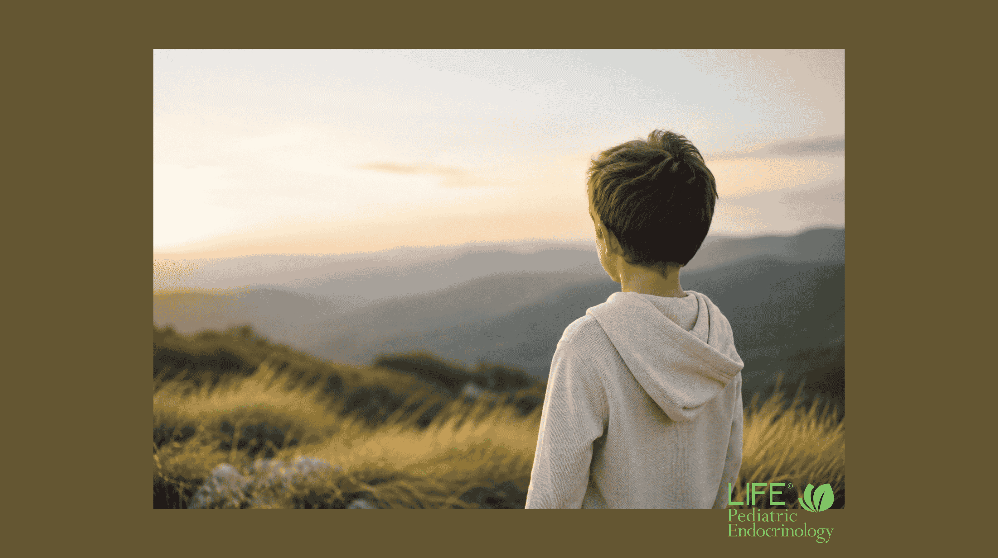Child overlooking a peaceful sunrise, representing hope for families learning about hypogonadotropic hypogonadism, delayed puberty, and pediatric endocrine care.
