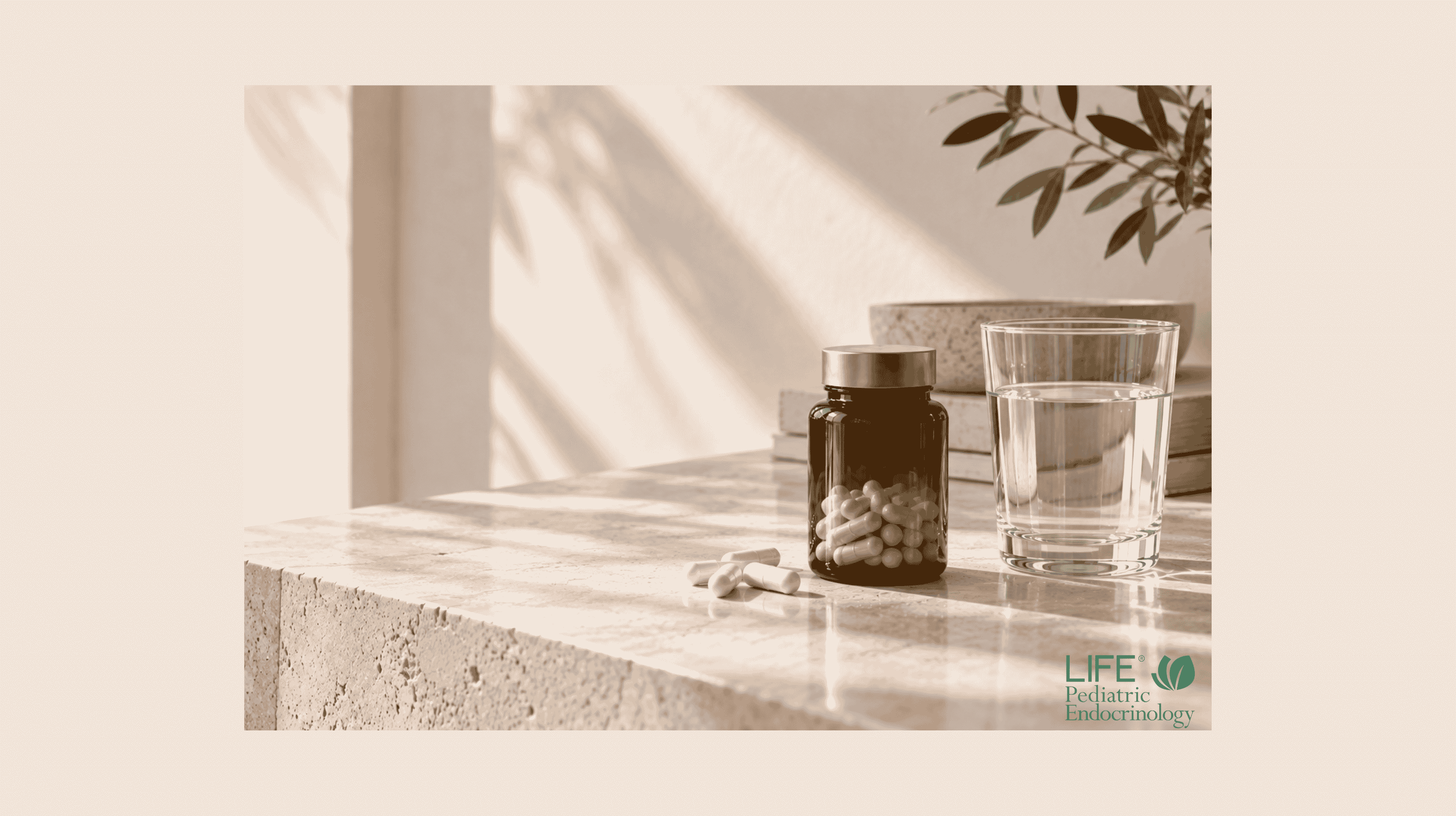 Magnesium oxide capsules and water representing its absorption, constipation and antacid uses.